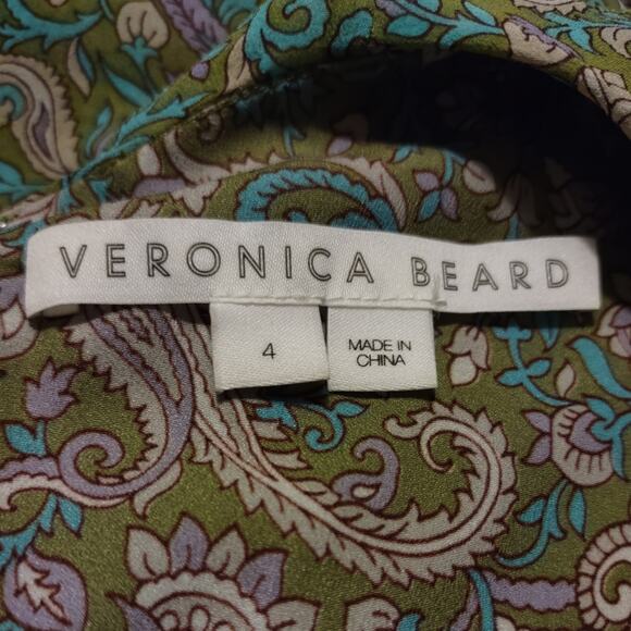VERONICA BEARD Shala Ruched Paisley Ruffle Dress Size 4 - Picture 5 of 16